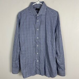 Ermenegildo Zegna Blue Plaid Button Down Collared Shirt Mens Sz 43 Neck 17 Italy
